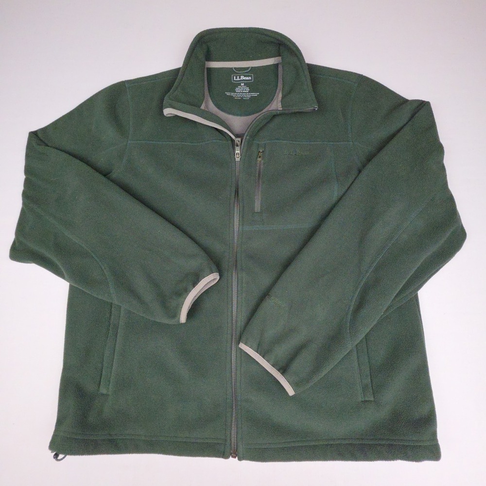 LL Bean Polartec Windbloc Full Zip Fleece Jacket Mens M Green OGCF7 Polyester